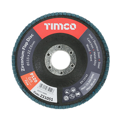 Set of Flap Discs - Zirconium - Type 29 Conical - P120 Grit