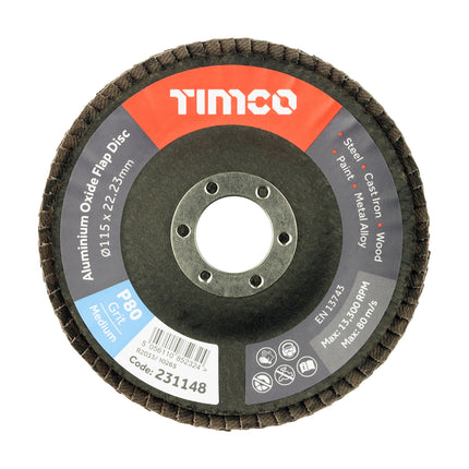 Set of Flap Discs - Aluminium Oxide - Type 29 Conical - 80 Grit