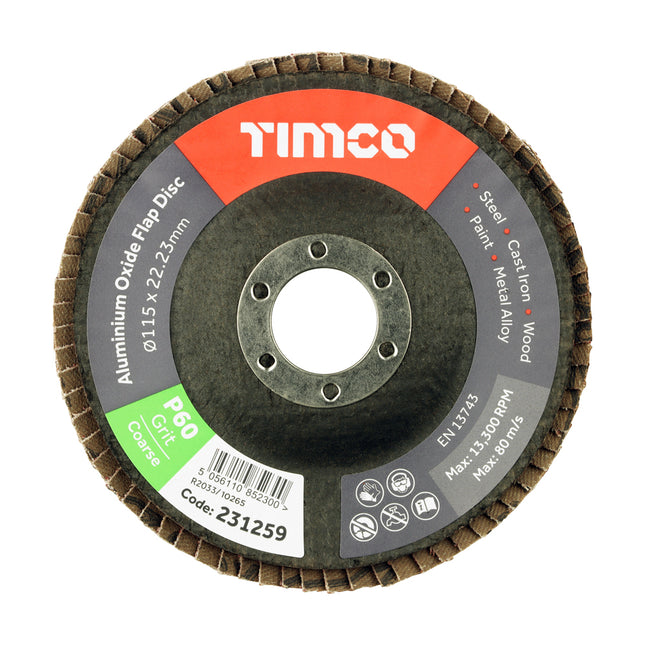 Set of Flap Discs - Aluminium Oxide - Type 29 Conical - 60 Grit