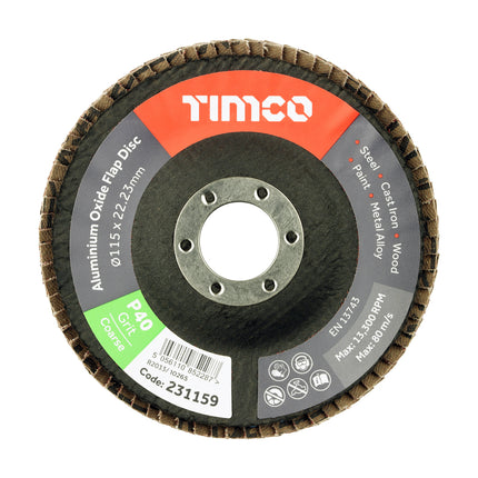 Set of Flap Discs - Aluminium Oxide - Type 29 Conical - 40 Grit