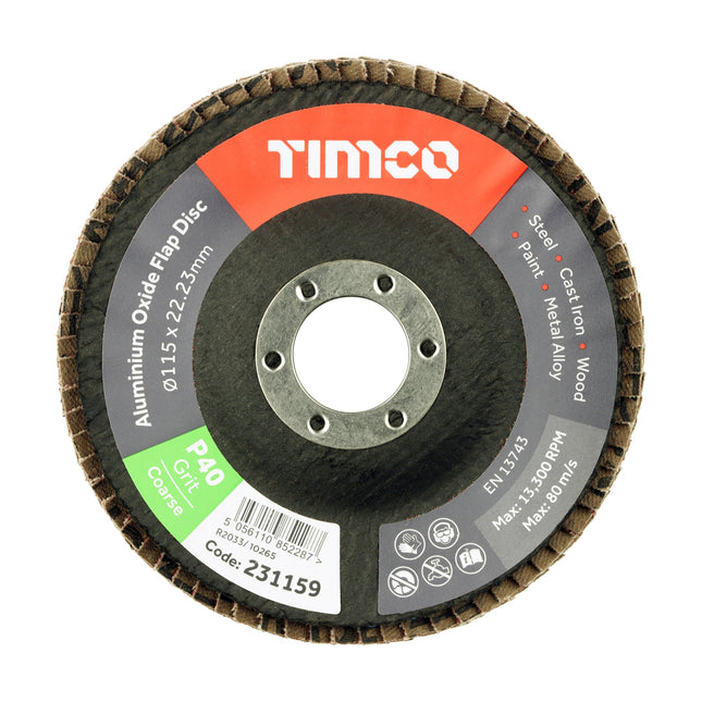 Set of Flap Discs - Aluminium Oxide - Type 29 Conical - 40 Grit