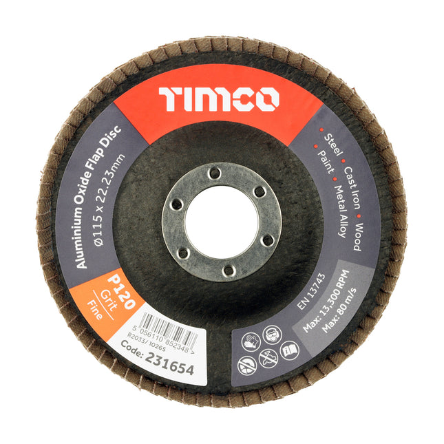 Set of Flap Discs - Aluminium Oxide - Type 29 Conical - 120 Grit