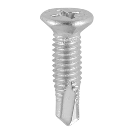 Window Fabrication Screws - Countersunk Facet - PH - Metric Thread - Self-Drilling Point - Martensitic Stainless Steel & Silver Organic