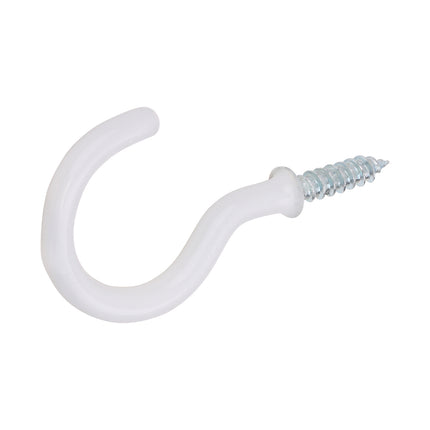 Timco Cup Hooks, Round, White Plastic, Steel, Zinc