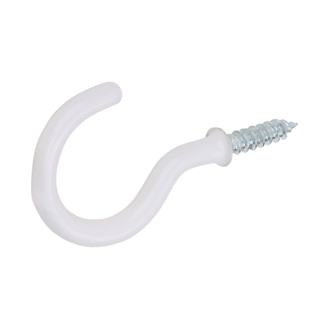 Timco Cup Hooks, Round, White Plastic, Steel, Zinc