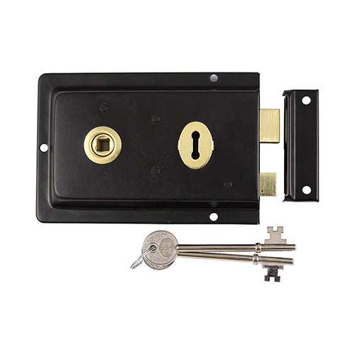 Timco Rim Sash Lock Fluted, Black Steel