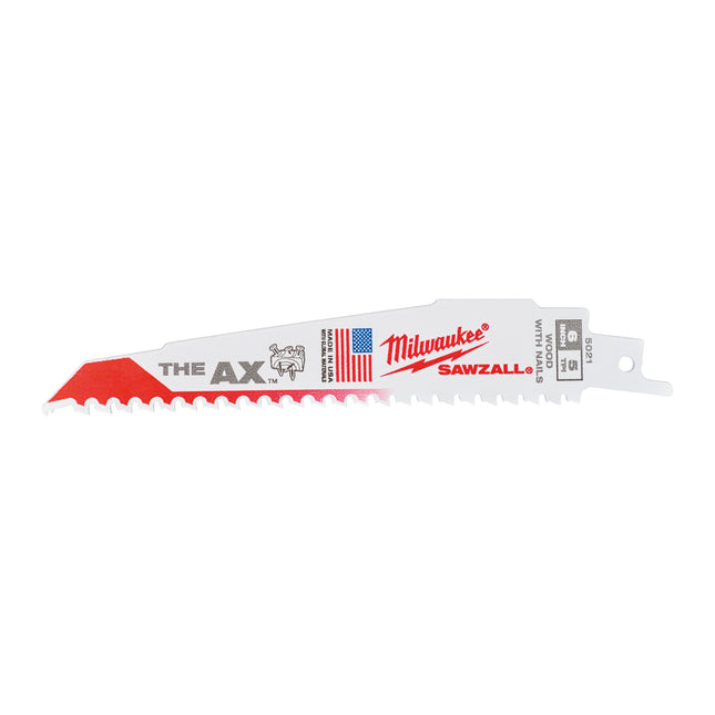 Milwaukee Wood With Nails: Heavy Duty Ax Demolition Blades (230mm x 5 Tpi - 5 pc), Bi-Metal