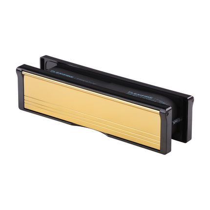 Intumescent Letterbox - Polished Gold - Black Frame