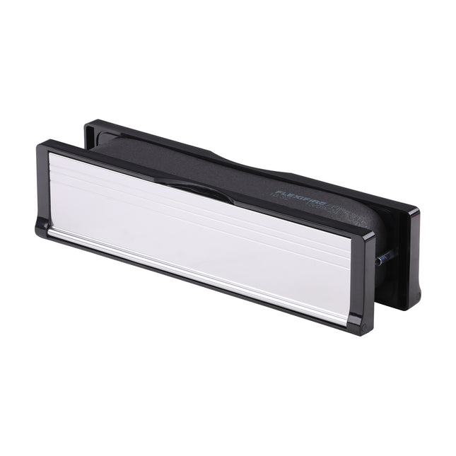 Intumescent Letterbox - Polished Silver - Black Frame