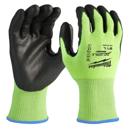 Milwaukee Hi-Vis Cut B Gloves (- 8/M - 1pc), Hang Card