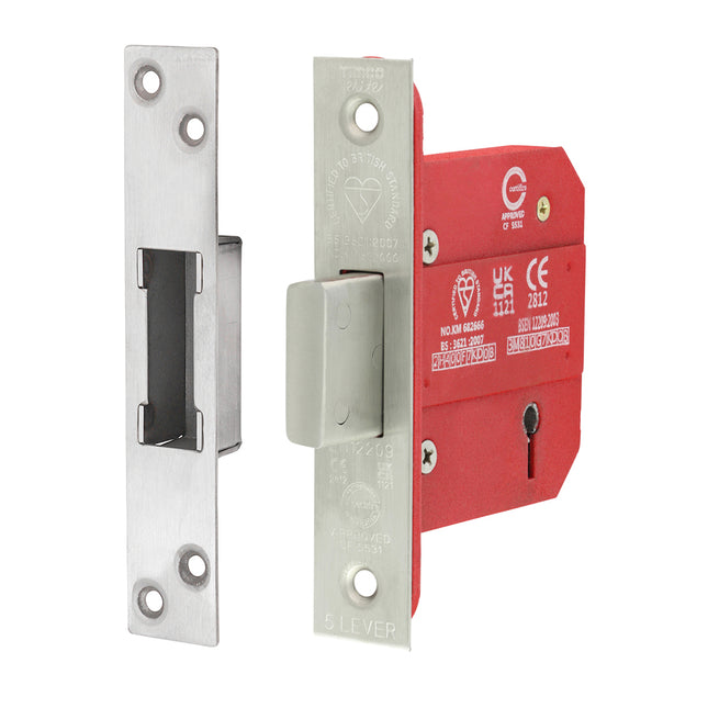 Timco 5 Lever British Standard Ce Deadlock Stainless Steel, Steel