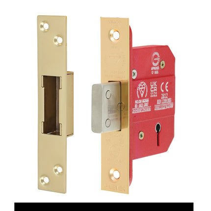 5 Lever British Standard CE Deadlock - Electro Brass