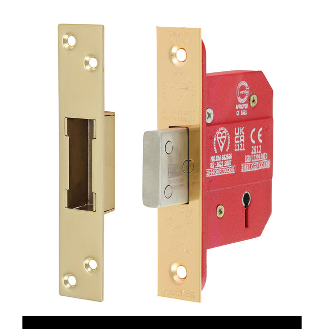 5 Lever British Standard CE Deadlock - Electro Brass
