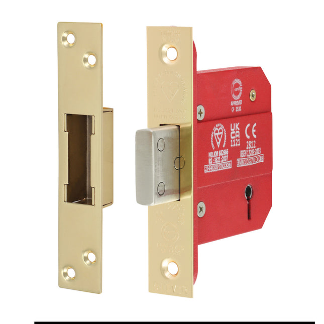Timco 5 Lever British Standard Ce Deadlock, Electro Brass
