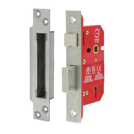 5 Lever British Standard CE Sashlock - Stainless Steel - Satin