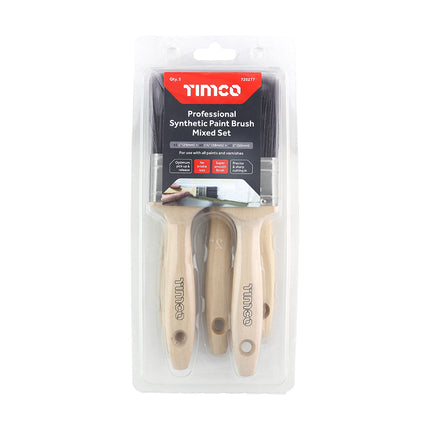 Timco Professional Synthetic Paint Brush Mixed Set