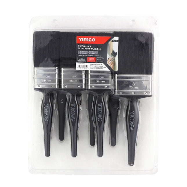 Timco Contractors Mixed Paint Brush Set Natural
