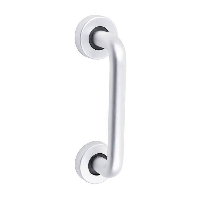D Shaped Pull Handle On Rose - Satin Anodised Aluminium