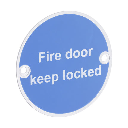 Timco Fire Door Keep Locked Sign, Satin Anodised Aluminium