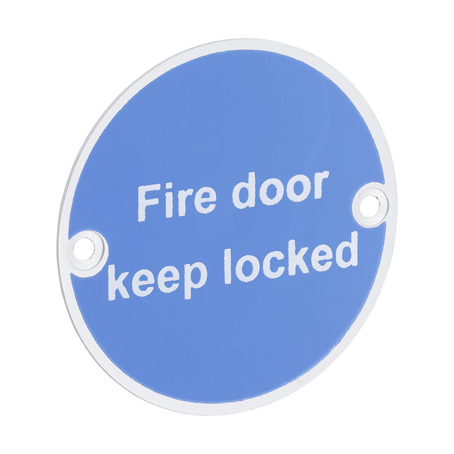 Timco Fire Door Keep Locked Sign, Satin Anodised Aluminium