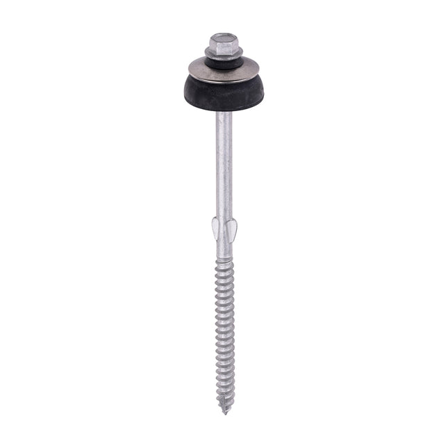 Metal Construction Fibre Cement Board to Timber Screws - Hex - BAZ Washer - Slash Point - Exterior - Silver Organic