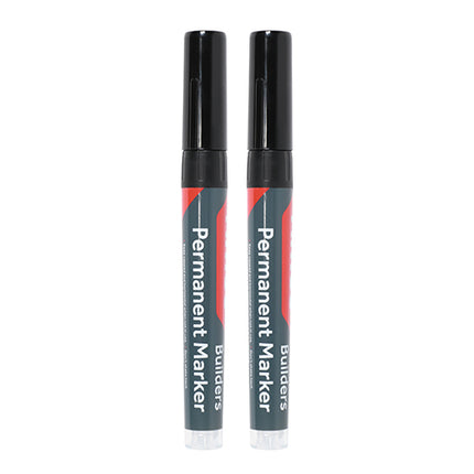 Builders Permanent Markers - Chisel & Fine Tip - Black