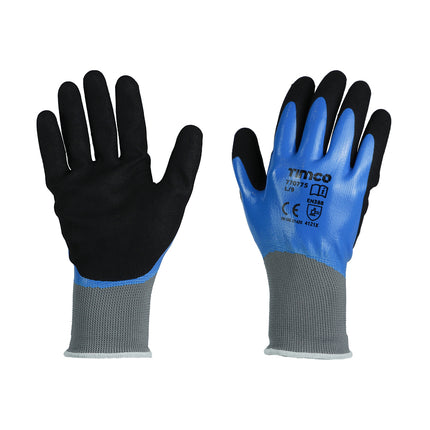 Timco Waterproof Grip Gloves Black, Grey, Blue, Sand