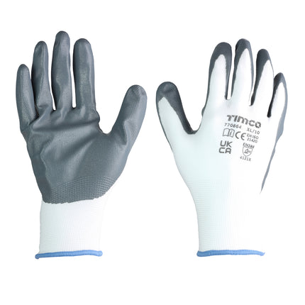 Timco Secure Grip Gloves White, Grey