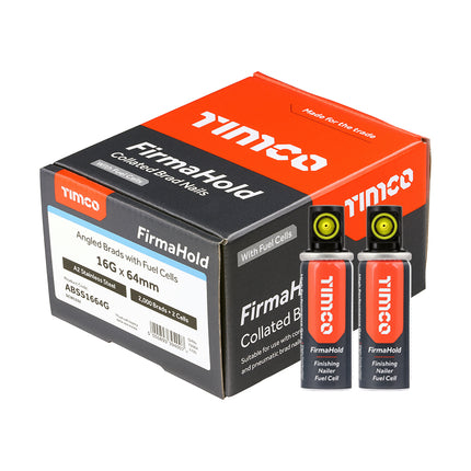 Timco Firmahold Collated Brad Nails & Fuel Cells Stainless Steel