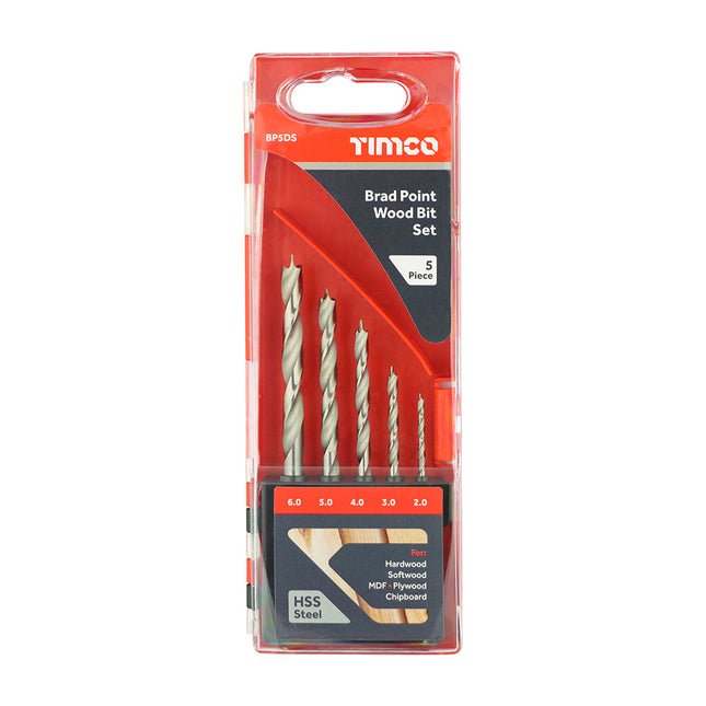 Timco Brad Point Wood Bit Set Steel