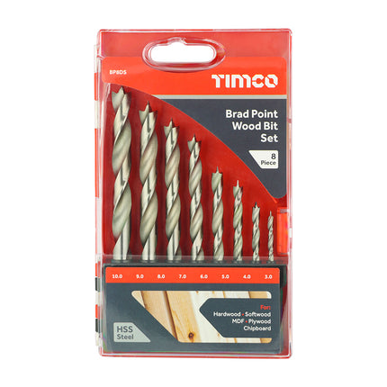 Timco Brad Point Wood Bit Set Steel