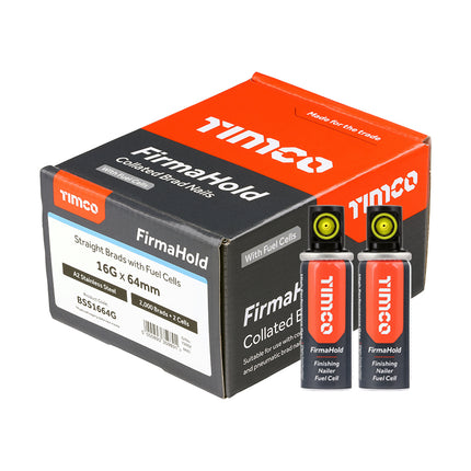 Timco Firmahold Collated Brad Nails & Fuel Cells Stainless Steel