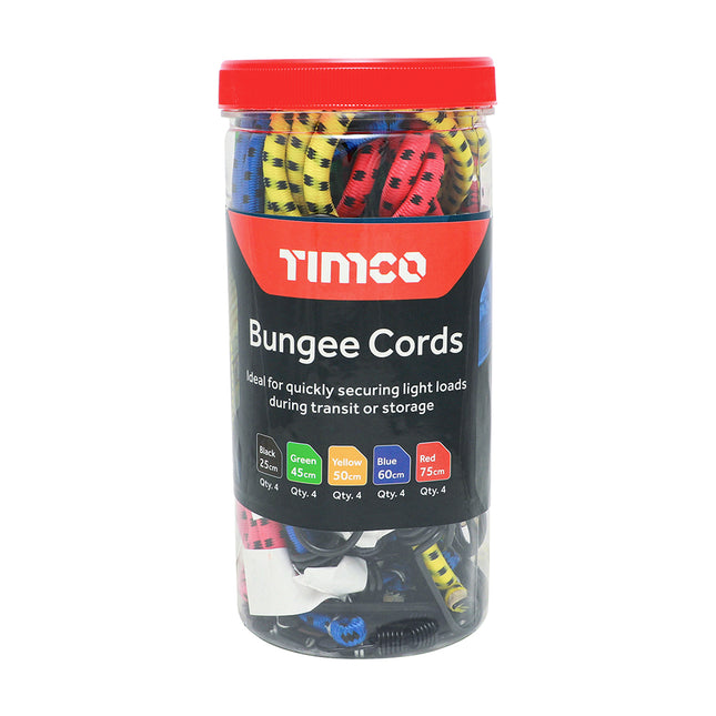 Timco Bungee Cords, Mixed Pack Black, Green, Red, Tan