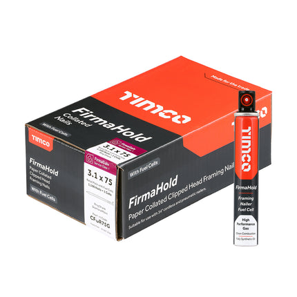 Timco Firmahold Collated Clipped Head Nails & Fuel Cells Galvanised Steel