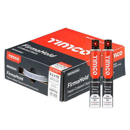 Timco Firmahold Collated Clipped Head Nails & Fuel Cells Galvanised Steel