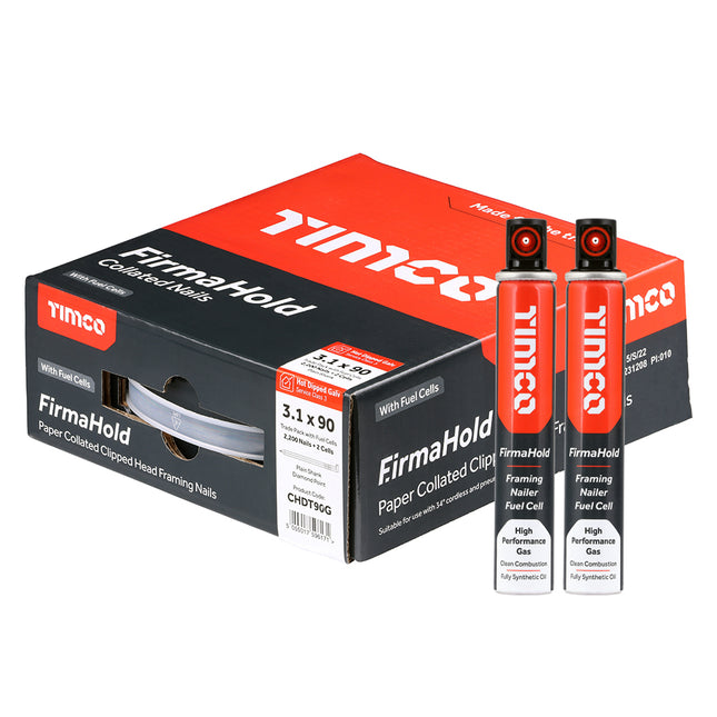 FirmaHold Collated Clipped Head Nails & Fuel Cells - Trade Pack - Plain Shank - Hot Dipped Galvanised