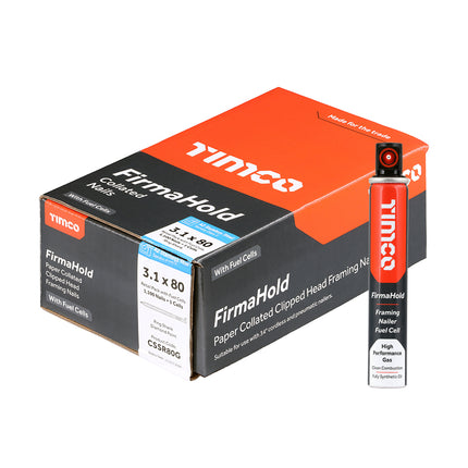 Timco Firmahold Collated Clipped Head Nails & Fuel Cells Stainless Steel, Lime