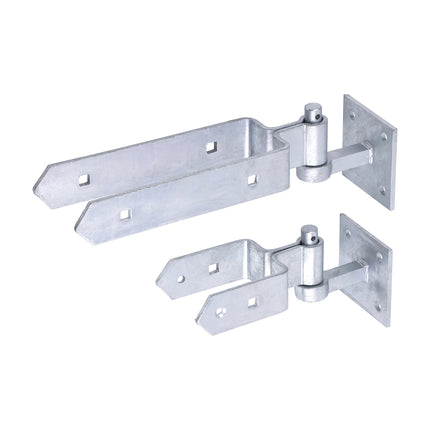 Double Strap Hinge Set with Hook on Plate - Hot Dipped Galvanised