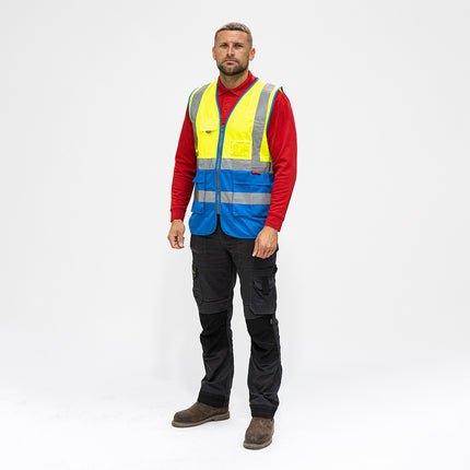 Timco Hi-Visibility Executive Vest, Yellow & Blue Navy