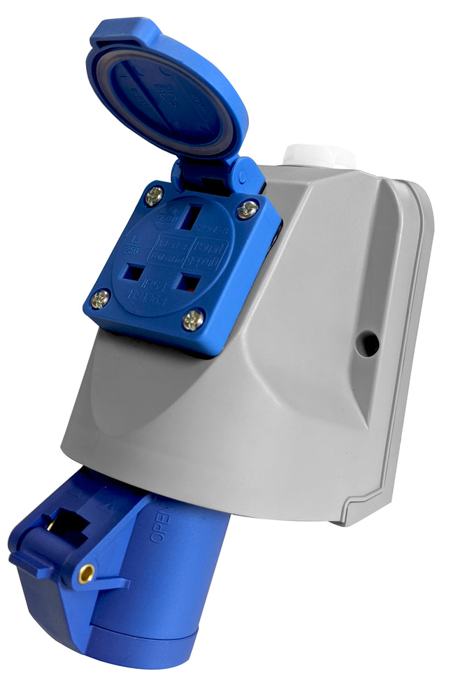 Deligo 16A 3 Pin Wall Socket 240V with BS Plug Socket IP44 - IP2WS