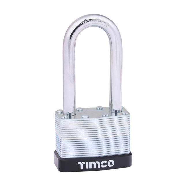 Timco Laminated Padlock Long Shackle Steel, Clear
