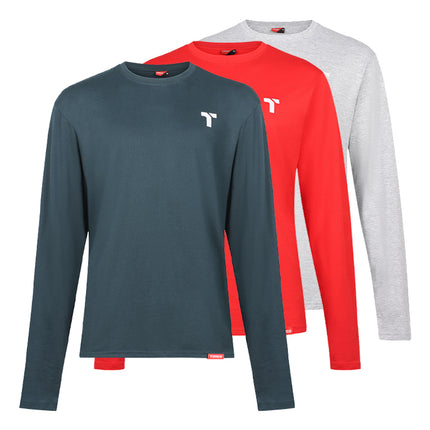 Timco Long Sleeve Trade T-Shirt Pack Green, Grey, Red, Ash (3 Pack)