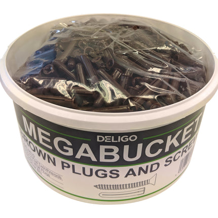 Deligo Brown Wall Plugs & Screws Mega Bucket Fixing Kit - MT10