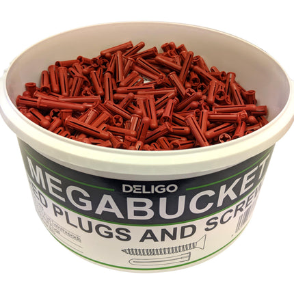 Deligo Red Wall Plugs & Screws Mega Bucket Fixing Kit - MTB