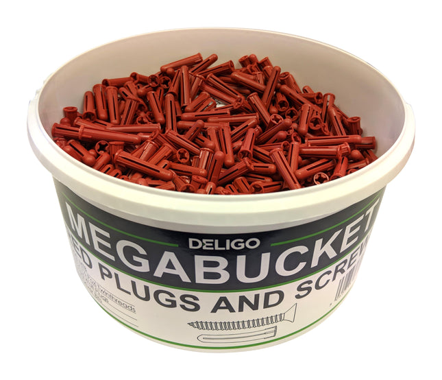 Deligo Red Wall Plugs & Screws Mega Bucket Fixing Kit - MTB