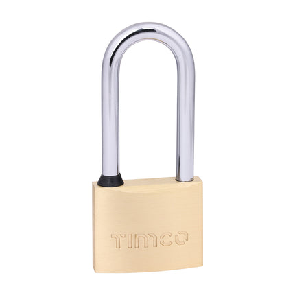 Timco Brass Padlock Long Shackle Clear