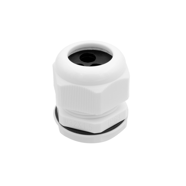 Unicrimp White Nylon 32mm Meter Tail Gland With Plug - QCGM32TPW