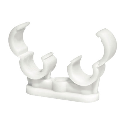 Timco Pipe Clips, Quick Lock, Double Plastic, White