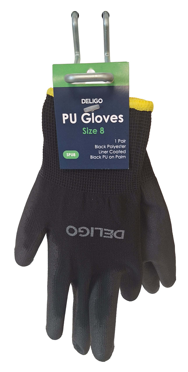 Deligo SPU8 Cut Resistant PU Gloves Size 8 Black