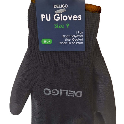 Deligo SPU9 Cut Resistant PU Gloves Size 9 Black